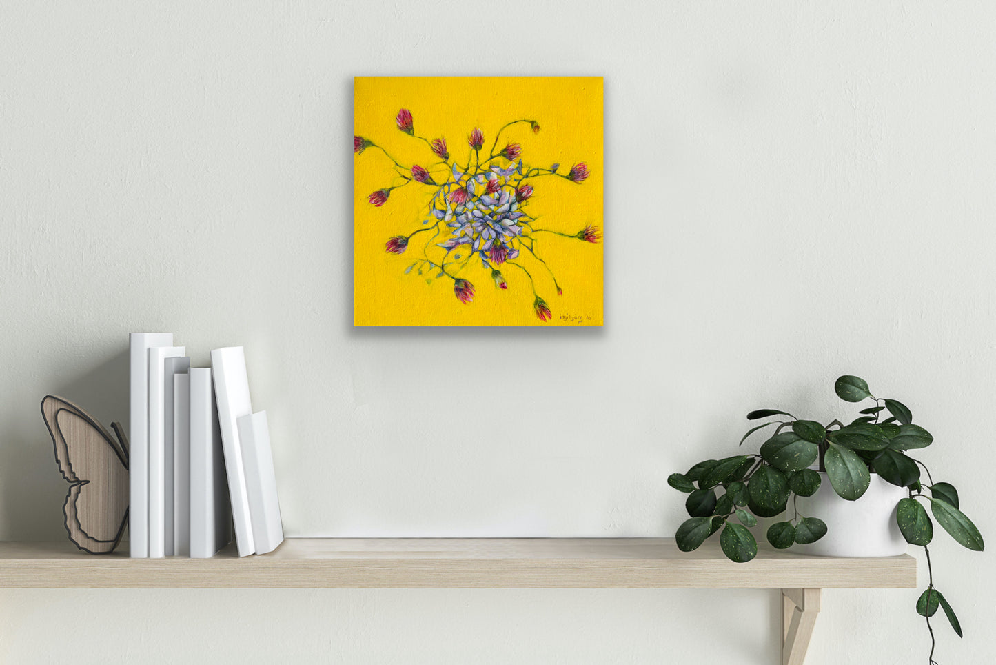 Red flowers on yellow - Ingibjörg Hauksdóttir