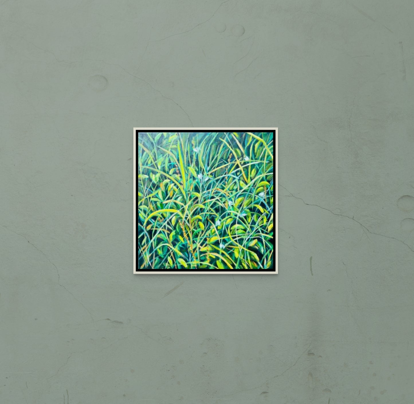 Abstract botanical oil painting Untamed with wild organic plant forms