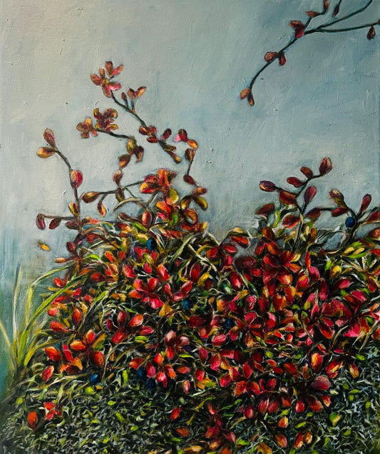 Abstract botanical oil painting Harvest inspired by plant growth patterns
