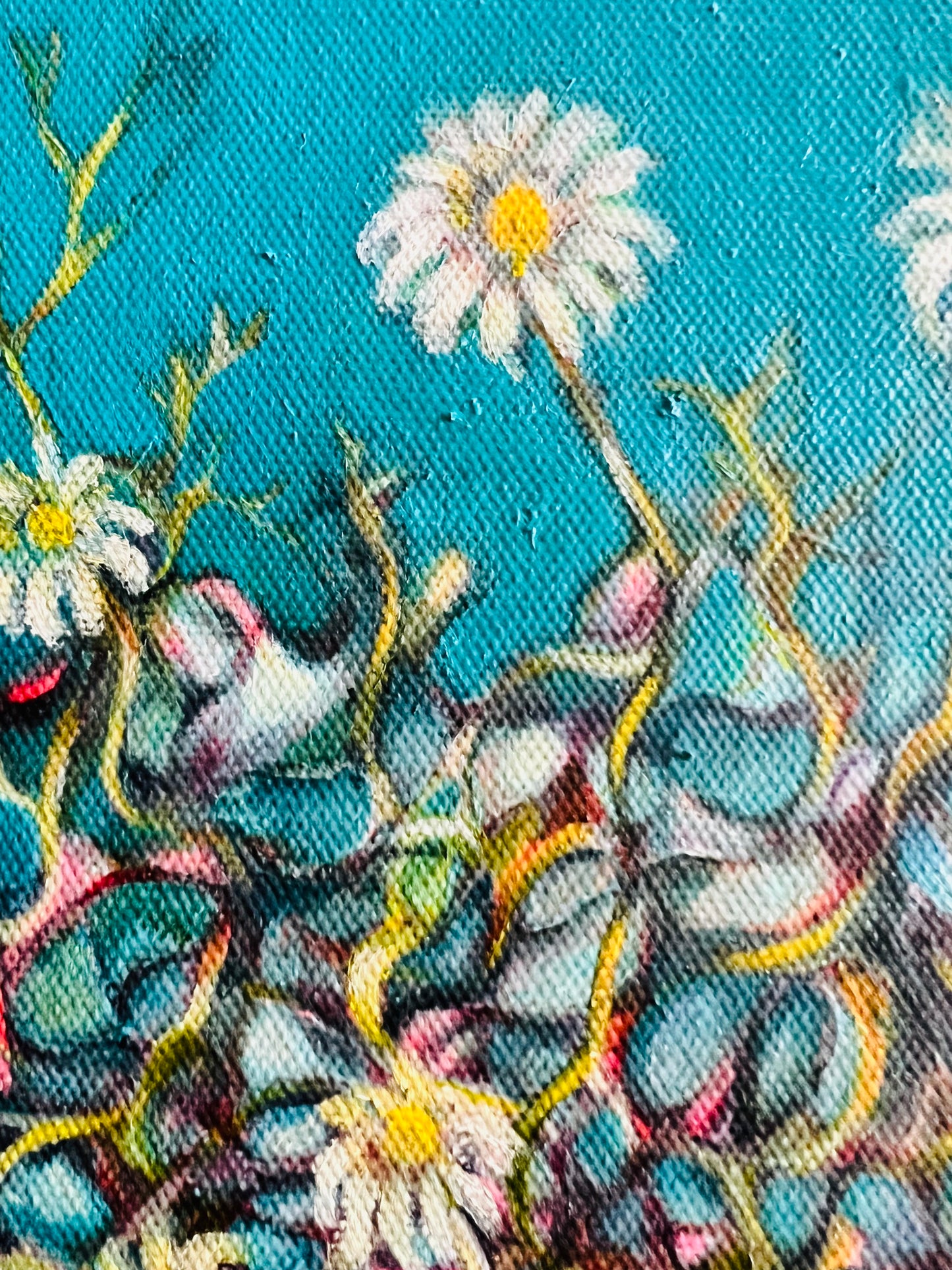 Flowers on turquoise - Ingibjörg Hauksdóttir