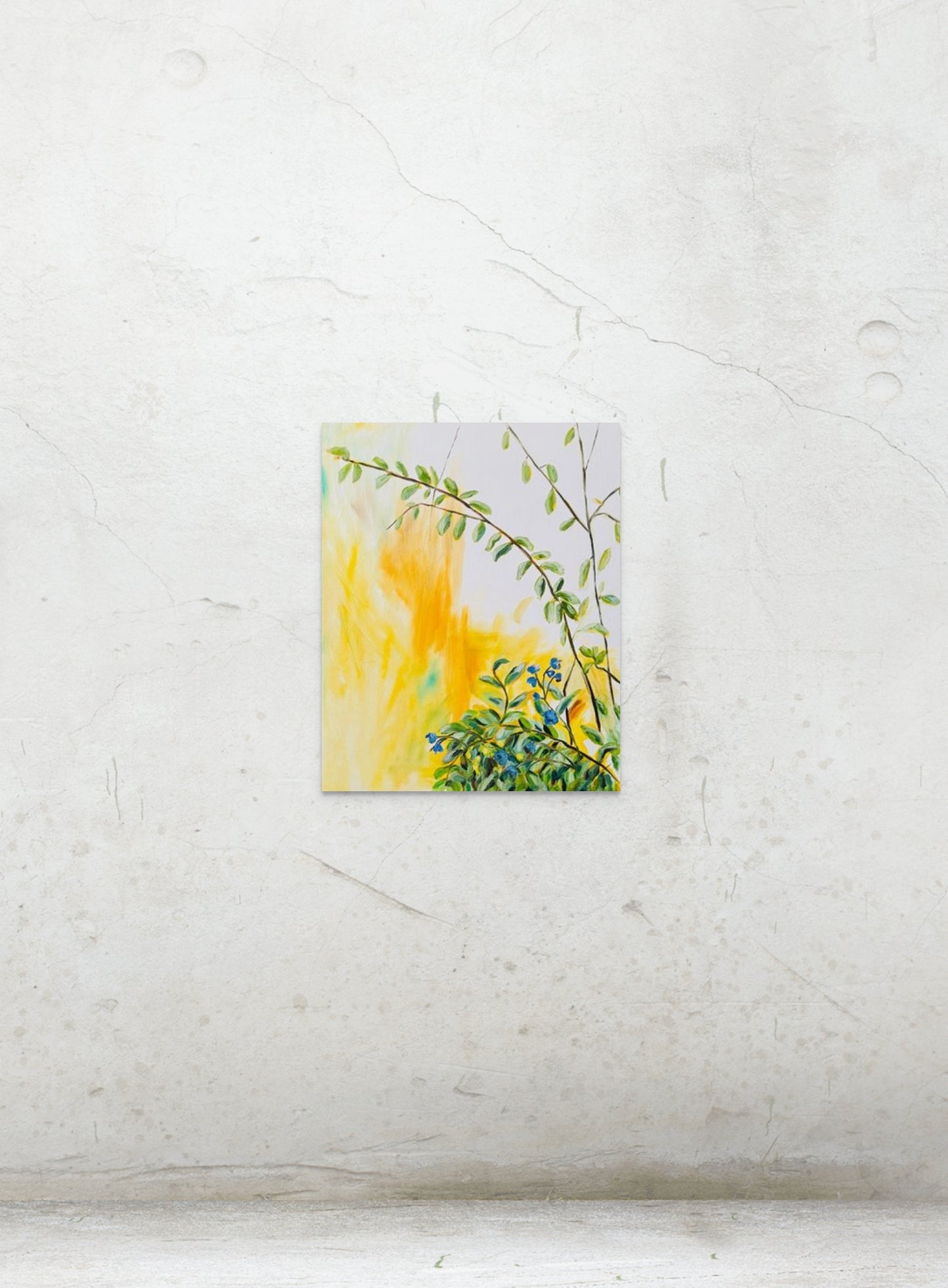 Abstract botanical oil painting Beginning inspired by plant growth