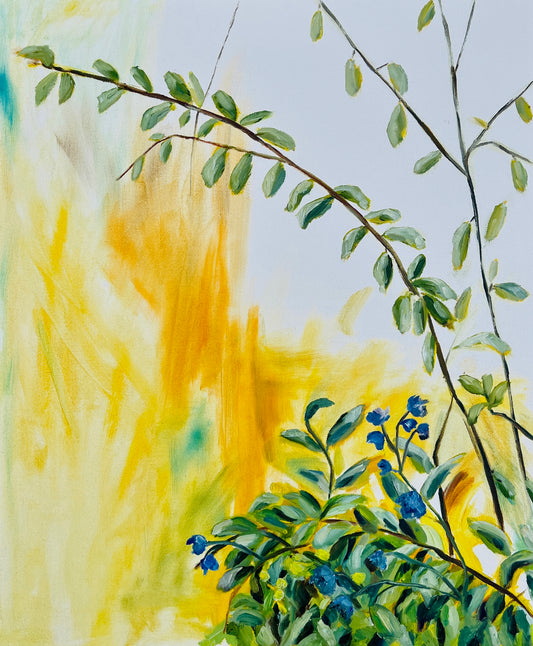 Abstract botanical oil painting Beginning inspired by plant growth