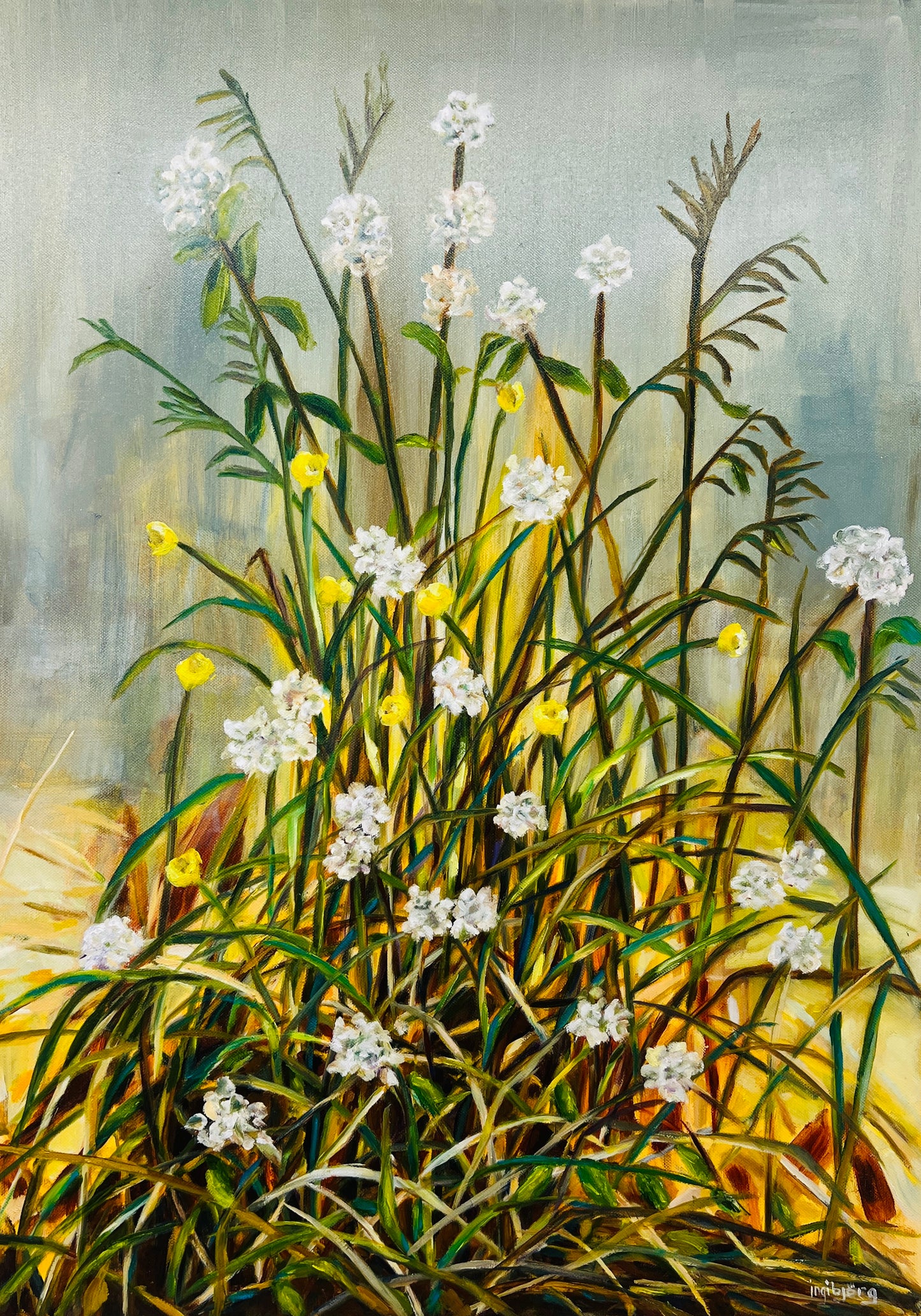 abstract botanical oil painting Grounded II by Ingibjörg Hauksdóttir