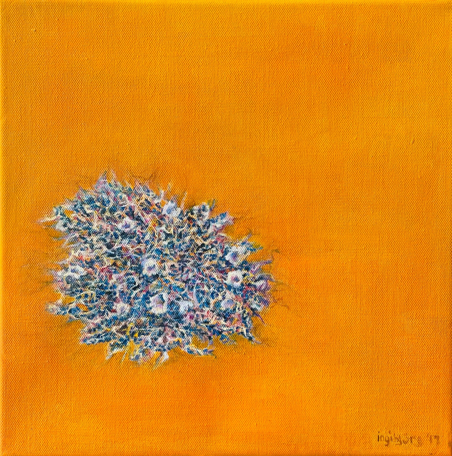 Blue flowerbed on Orange - Ingibjörg Hauksdóttir