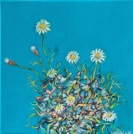Flowers on turquoise - Ingibjörg Hauksdóttir