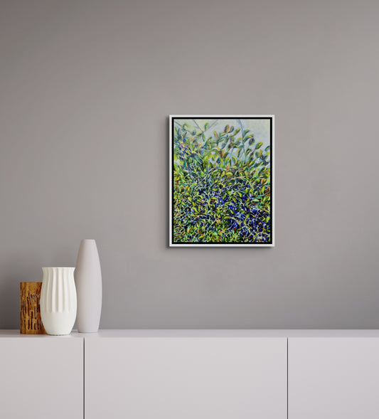 Abstract botanical oil painting Connection, oil on canvas, by Ingibjörg Hauksdóttir