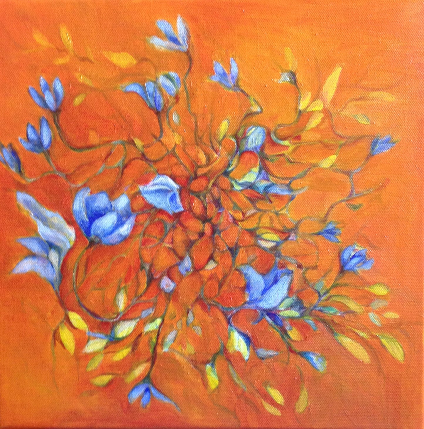 Orange with blue flowers - Ingibjörg Hauksdóttir