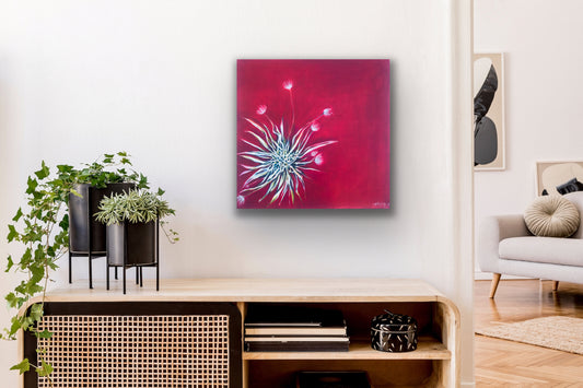 White flowers on red background - Ingibjörg Hauksdóttir